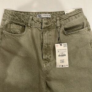 ZARA green denim straight fit size 8 NWT